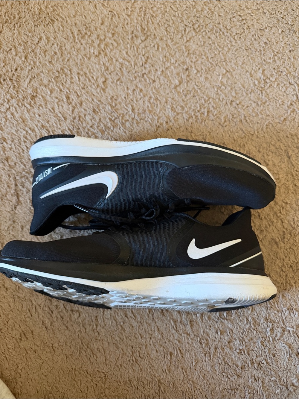 Nike Black with White Swoosh Athletic Running Shoes
